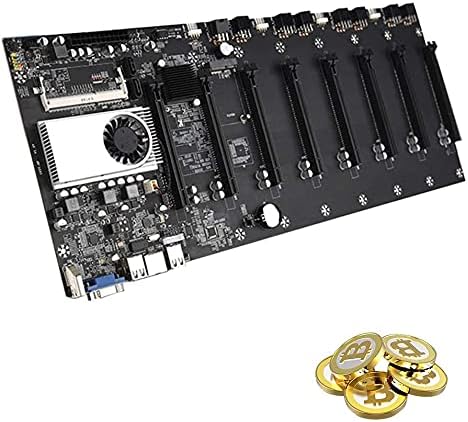 BTC-37 Mining Motherboard, Mining Machine Motherboard CPU 8 Video Card Slots DDR3 Memory Integrated, VGA Interface Low Power Consume for Mining Machine