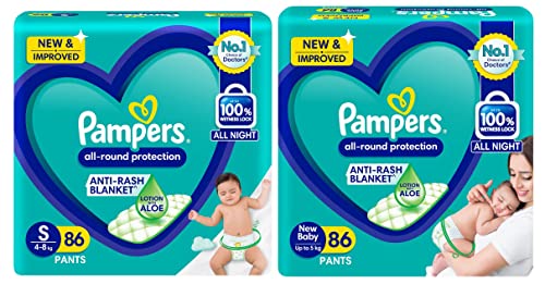 Image of Pampers Diaper Pants, Small, 86 Count&Pampers Diaper Pants, New Baby, 86 Count