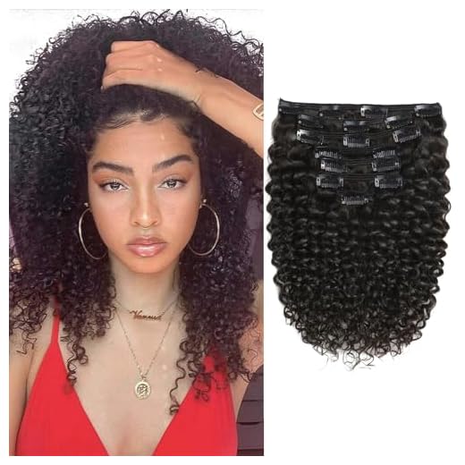 Anrosa Hair Extensions Clip In Human Hair Natural Black #1B Spiral Curly Hair Clip In Extensions 3A 3B Type Double Weft Brazilian Remy Thick Hair Jerry Curly Hair Extensions 120gram 22inch