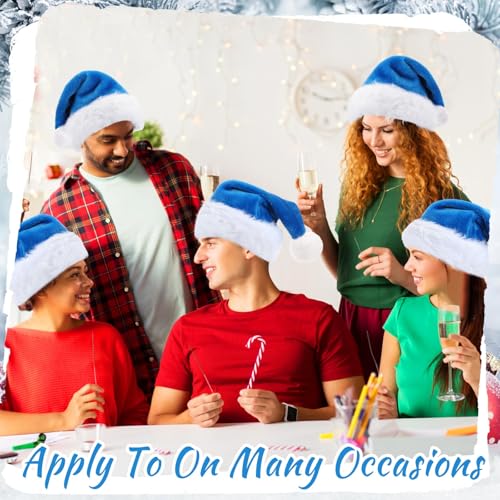 Image of Vicenpal 20 Pcs Santa Hats Bulk for Adults, Light Blue, Classic