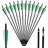 Huntingdoor Archery 20Inch 22 Inch Carbon Crossbow Arrows Hunting Practice Crossbow Bolts Fletched with Replacement Broadheads Tips Adjustable Nocks 12 Pack (20 inch)