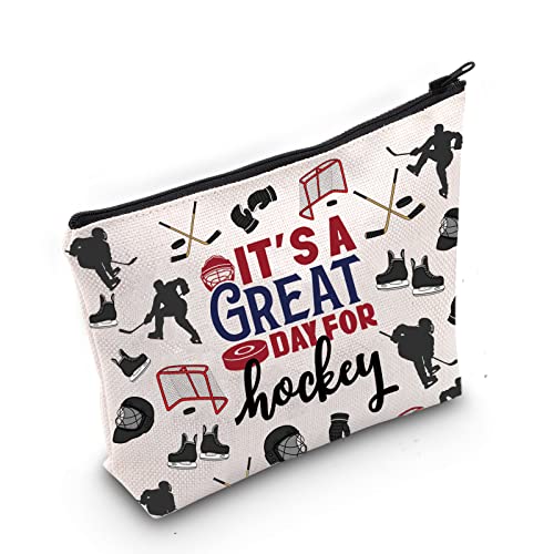 Hockey Gift Hockey Girls Zipper Cosmetic Bag Hockey Player Coach Gift Hockey Team Bag Ice Hockey Gift Field Hockey Gift for Hockey Lovers (U.Day for Hockey)