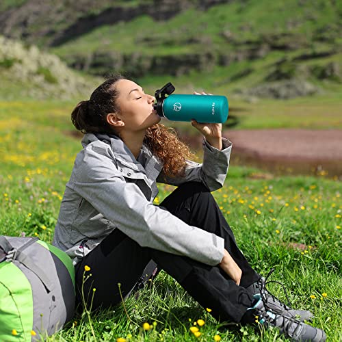 Image of HydroPal Vacuum Insulated Water Bottle 1200ml /1000ml /750ml /500ml, 2 Lids (Straw & Spout), 12H Hot 24H Cold, BPA Free Stainless Steel Bottle, Leakproof Sports Water Bottle for Gym, Travel, Work