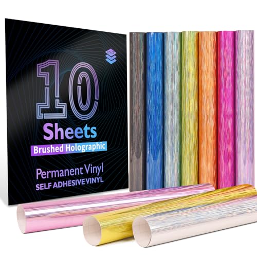 Image of Lya Vinyl Permanent Adhesive Vinyl Bundle 10 Pack Brushed Self Adhesive Vinyl, Sheets for Home Decoration,Mug, Cup, Windows, Ceramics, Party Decoration