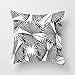 Ad4ssdu4 Coussin tropical noir et blanc - Motif feuilles de palmier