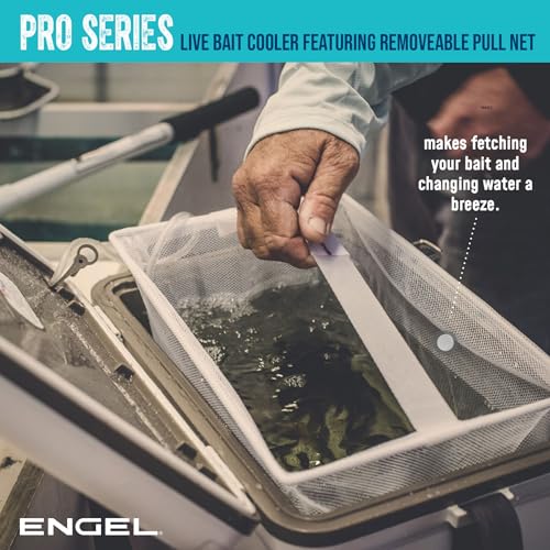 Image of ENGEL Live Bait Cooler PRO for Fishing - Portable Minnow and Bait Bucket with Lithium-Ion Rechargeable Aerator