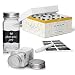 Produktbild volila 120ml Glas Gewürzdosen für Kräuter und Gewürze in quadratischen Gläsern für Frische und Gewürzregalorganisation mit silbernen Schraubdeckeln und Streuer, mit Aufkleber und Stift (16er Set)