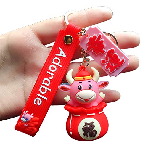 Preisvergleich Produktbild H87yC4ra Liebhaber Schlüsselhalter, Cartoon Kuhpuppe Schlüsselbund Ochsenliebhaber Schlüsselhalter Auto Schlüsselbund Tasche Anhänger Zubehör Für Themenpartys Kindergarten Geschenk Rosa