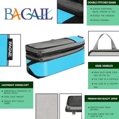 Image of BAGAIL 4 Set /6 Set /8 Set Compression Packing Cubes Travel Accessories Expandable Packing Organizers (Half Mesh, 6-Blue)