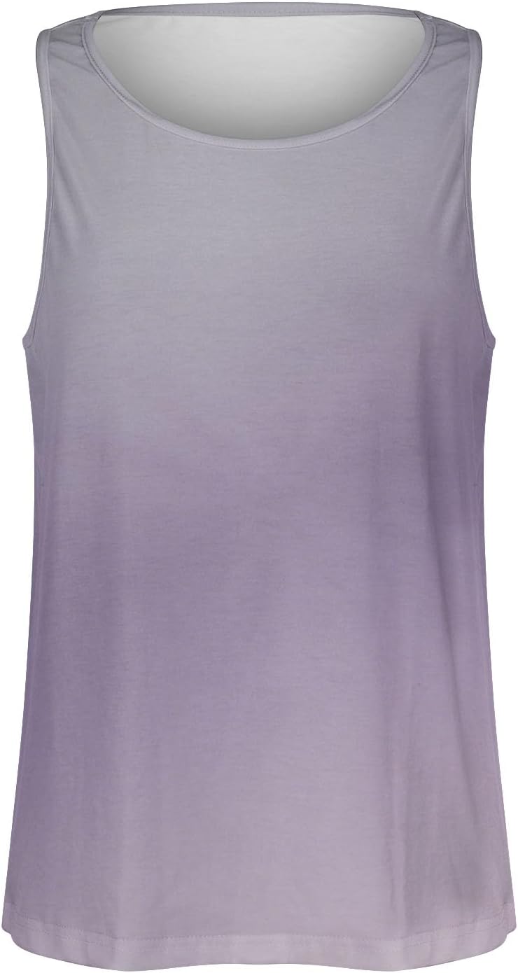 Mens Gradient Tank Tops Casual Crew Neck Sleeveless Shirt Fashion Cut Off Tee Summer Trendy Top Plus Size Vest Men