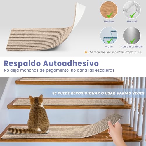 Alfombrillas para escaleras antideslizantes y reutilizables con base autoadhesiva lavable 5