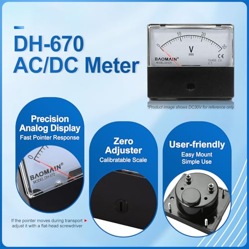 Image of Baomain Voltmeter DH-670 Rectangle Class 2.0 DC 0-15V Analog Panel Volt Voltage Meter CE
