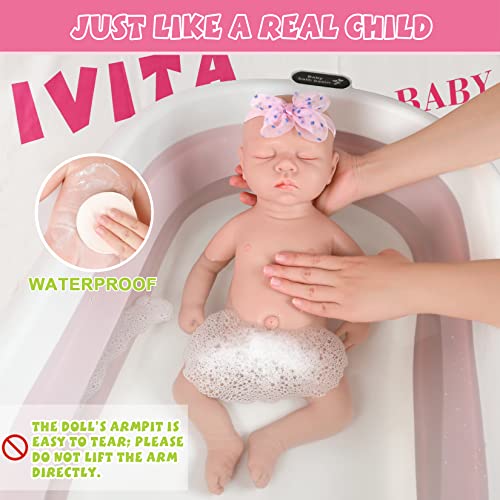 Muñeca bebé de silicona realista de 43 cm niña miniatura 4