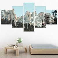 SIGNWIN 5 Panel Canvas Wall Art Green Forest for Home Decorations Ready to Hang - 60