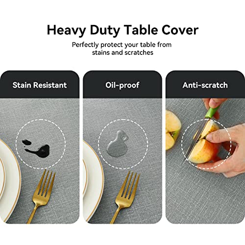 Image of Romanstile 100% Waterproof PVC Tablecloth, Square Oil Spill Proof Stain Resistant Vinyl Table Cloth, Wipe Clean Plastic Table Covers for Kitchen /Dining /Parties - 54 x 54 Inch, Light Grey