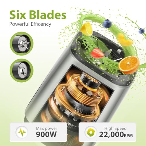 Image of Smoothie Blender, 900W Personal Blender and Grinder Combo for Shakes and Smoothies with 3 Non-BPA Portable Cup for Beans, Nuts