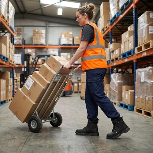 Image of ANGRYRAM Steel Toe Work Boots Waterproof & Slip Resistant for Men Women | ASTM Standard Safety Shoes, Width Option, Anti-puncture Midsole, Non-silp Rubber Outsole, Arch Support, For Work & Outdoors