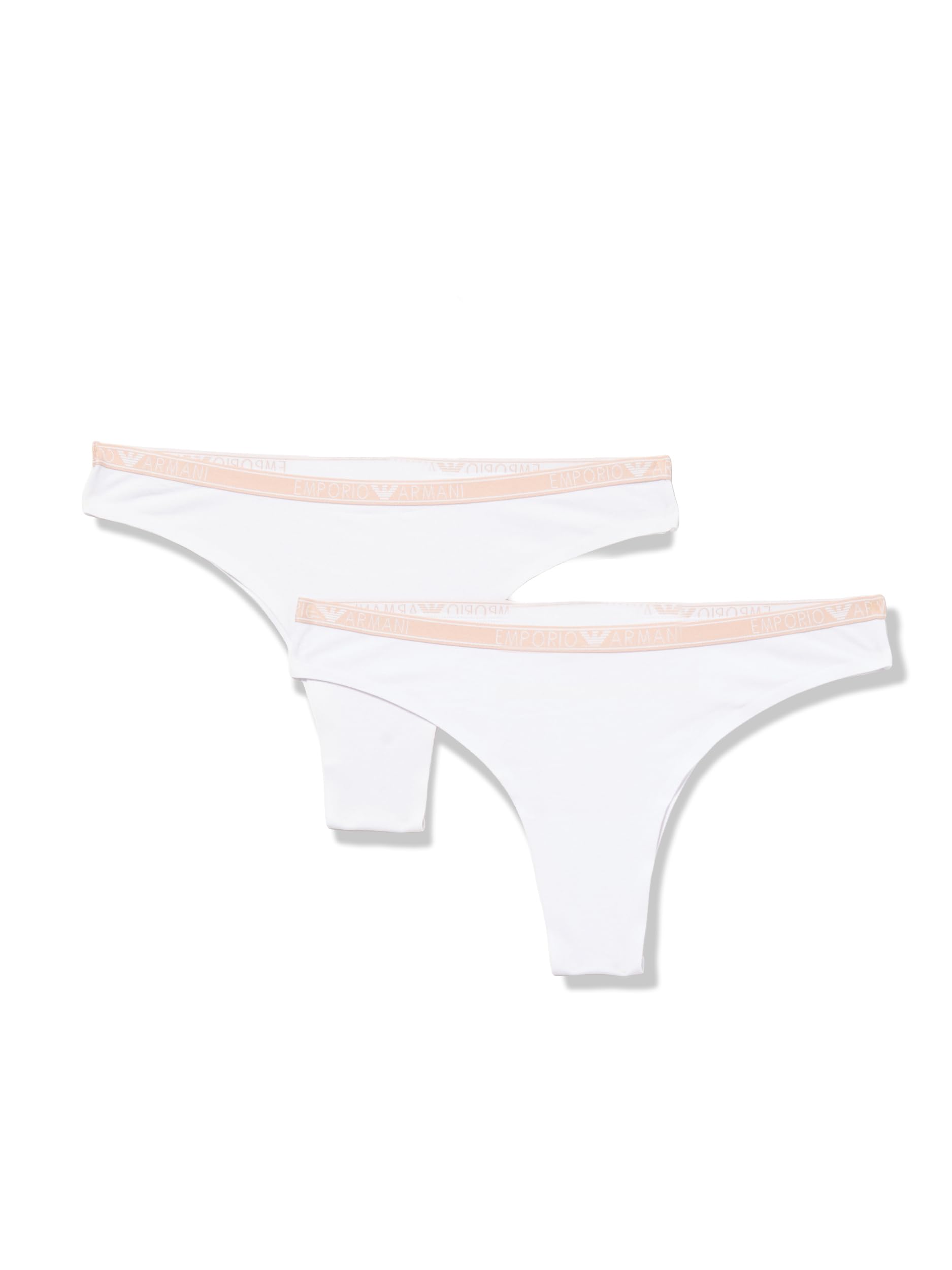 Emporio Armani Women's ESSENTIAL STUDS LOGO 2-PACK BRASILIAN Underwear, Bianco,
