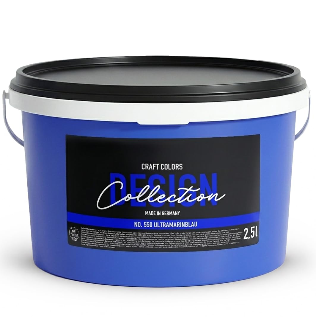 Craft Colors® hochwertige Wandfarbe edelmatt, Kreidefarbe made in Germany, DESIGN Collection No. 550 Ultramarinblau