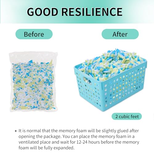 HONEHO 6lbs Shredded Memory Foam Bean Bag Filler, Soft and Convenient Bean Bag Filling Pillow Stuffing for Beanbag, Couch, Cushion, Stuffed Animals, Dog Bed, Arts Crafts