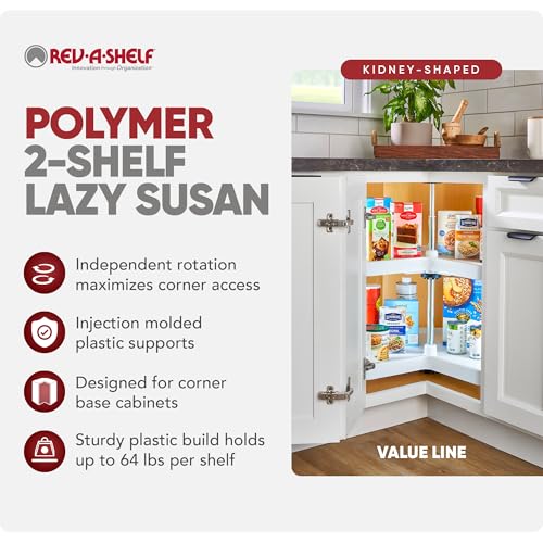 Image of Rev-A-Shelf 28 inch Kidney Shaped Dual Tier Lazy Susan for Corner Base Cabinets