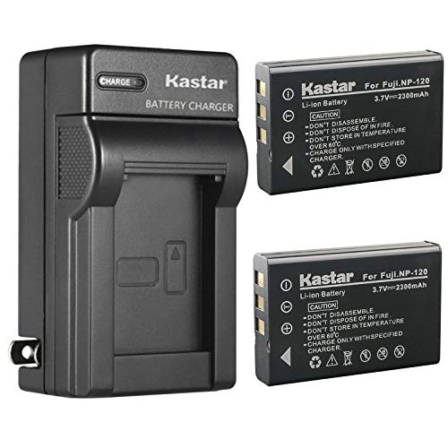Kastar 2-Pack NP-120 FNP-120 Battery and AC Wall Charger Replacement for Zohulu 4K Infrared Night Vision 24.0 Megapixel