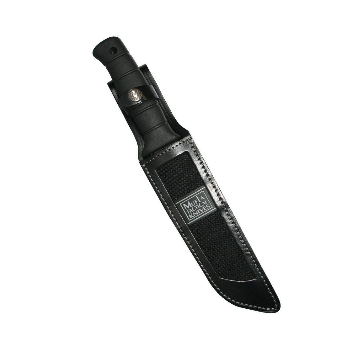 Muela Cuchillo japones TANTO-19N hoja de acero ACX-380 de 19 cm negra y empuñadura de goma para Caza, Pesca, Supervivencia y Bushcraft - Realizado en Ciudad Real