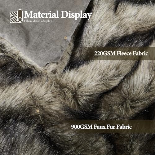 Touchat Luxury 1000GSM Faux Fur Throw Blanket, Super Thick Warm Cozy Grey Blankets for Couch Bed Sofa, Plush Fuzzy Elegant Soft Reversible Mink Blanket for Living Room Bedroom, 80x80,Grey