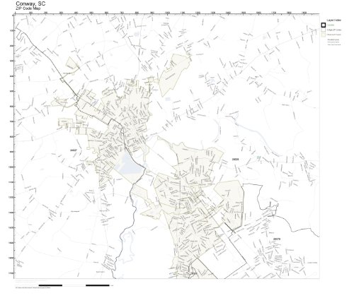Amazon.com : ZIP Code Wall Map of Conway, SC ZIP Code Map Not Laminated ...