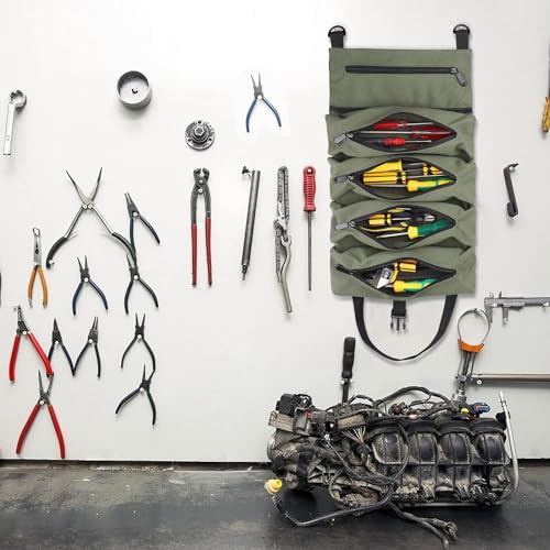 BAQRAXIA Tool Bag, Roll Up Small Tools Box Storage, Heavy Duty Tool Organizer, Tool Gifts for Men Dad Husband Boyfriend Grandpa, Gifts for Birthday (Green) 7 BAQRAXIA Tool Bag, Roll Up Small Tools Box Storage, Heavy Duty Tool Organizer, Tool Gifts for Men Dad Husband Boyfriend Grandpa, Gifts for Birthday (Green) - Image 7