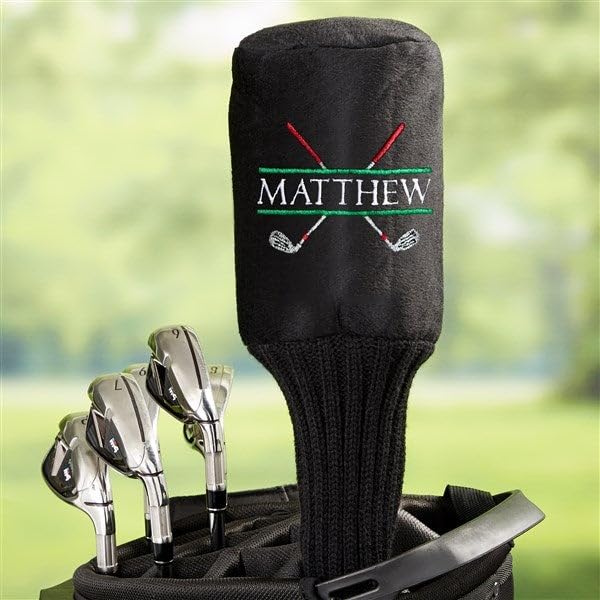 Personalization Universe Crossed Clubs Personalized Golf Club Cover - Ideal Golf Gift for Golf Lovers, Customized Golfing Gifts, Custom Club Covers, Personalized and Embroidered Golfer Accessories