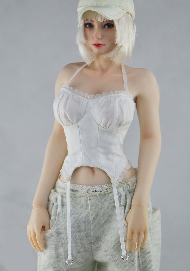 1/6 Scale Female Tight-Fitting Halter & Wide-Leg Pants Clothing for 12-inches Action Figure Body (Ripped Jeans, Wide-Leg Pants)