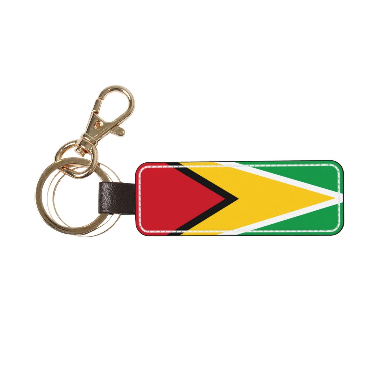Ninainaid Flag of Guyana Leather Key Chain Personalized Genuine keychains Leather Car Keychain, Universal Fob Chain Holder for Men and Women.