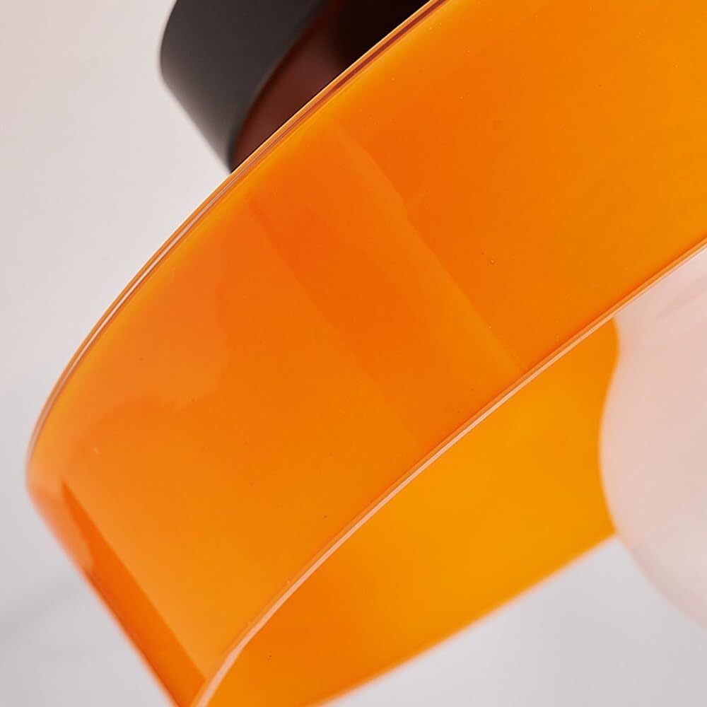 Mid-Century Modern Unterputz-Deckenleuchte, farbiger Glasschirm, nah an der Decke, Leuchte for Küche, Schlafzimmer, Flur, Eingangsbereich, Foyer, Vintage-Stil-Beleuchtung mit weicher(Orange)