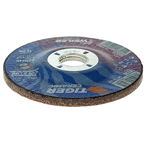 Image of Weiler 58325 4-1 /2 x 1 /4 Tiger Ceramic Type 27 Grinding Wheel CER24R 7 /8 A.H (Pack of 10)