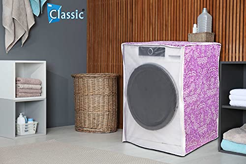 Image of Classic Front Load Washing Machine Cover Suitable For IFB 5.5 Kg, 6 Kg, 6.5 Kg (50cmsX63cmsX81cms, Purple Flower, Medium)