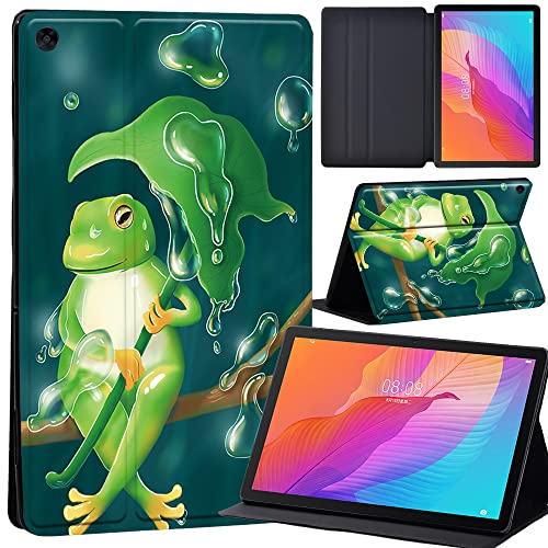 Image of Huawei MediaPad M5 Lite 10 10.1 inch Cover Case Slim Lightweight Trifold Stand PU Case Cover Auto Sleep/Wake for Huawei MediaPad M5 Lite 10 10.1 Inch 2018 Release Tablet (frog)