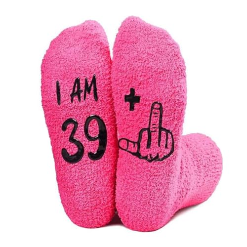 KEMUZ Presentes de 40 anos para mulher, meias engraçadas com sapatos rosa, presente 40 anos mulher para mãe irmã esposa, conforto e estilo para festas em família