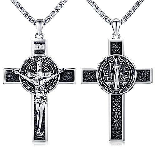 TwoAnts 925 Sterling Silver Patron Saint Medal Necklace Protection Catholic Jewelry Gifts for Men Women