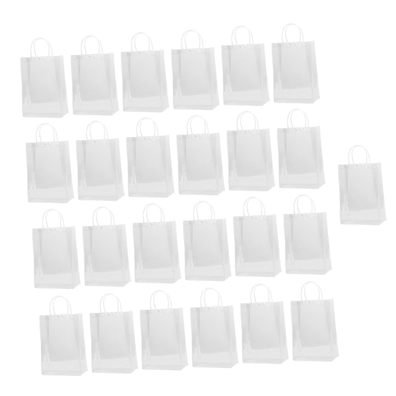 25 Pezzi Borse Trasparenti Regalo PVC Manici Riutilizzabili Borse Porta Dolci Decorazione Feste Confezioni Adatte a Matrimoni Compleanni Feste Confezi, 20 Cm