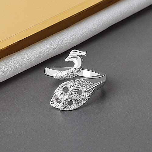 Zetaur Silver Plated Knitting Accessories Adjustable Crochet Ring Peacock Open Ring Finger Yarn Guide Knitting Tension Ring for Women