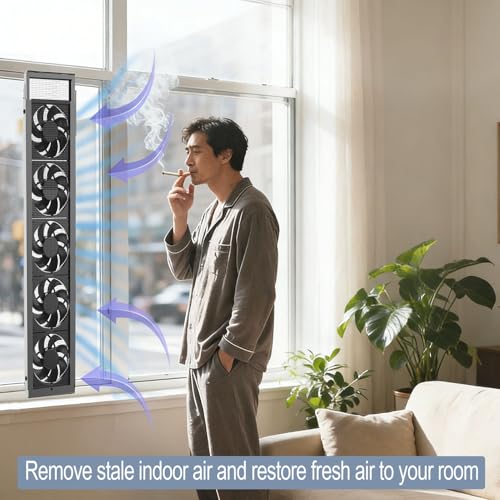 Image of Vertical Windows Exhaust Fan for Sliding Windows, Ultra-quiet Window Fan, 29~35in Adjustable Hight Variable Speed Vent Fan, Using for Home Attic Kitchen Buthroom Garage Ventilation (39~35in)