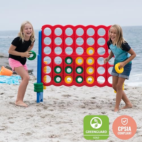 ECR4Kids Jumbo 4-to-Score Giant Game, 42 Rings, 46in High, Assorted - image 8