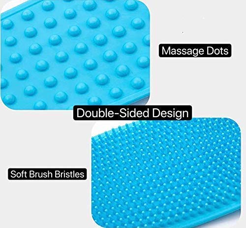 Silicone Back Scrubber Belt for Shower, Bath Exfoliating Strap with Soft Brush Bristles and massage dots, for Women and Men, 30 inch in length