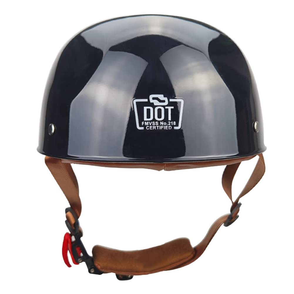 Rétro Casquette De Baseball Vintage Casque De Moto À Visage Ouvert pour Hommes Femmes Mobylette Bols Casque pour Toutes Les Saisons (Bright Black,XL(59-60cm))