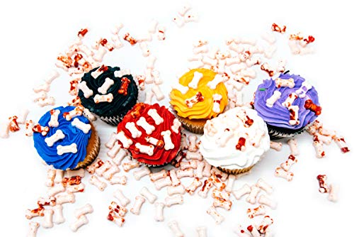 Bloody Bones Treat Toppers - 1 Lb. Resealable Stand Up Candy Bag - White Candy Bone Shaped Sprinkles w/ Red Splashes - Halloween Themed Sprinkles for Holiday Desserts and Snacks - Thumbnail 2