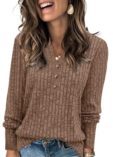 Image of XMTOPYE Sweaters for Women Fashion Long Sleeve Tops Pullover V Neck Casual Loose Sweatshirt