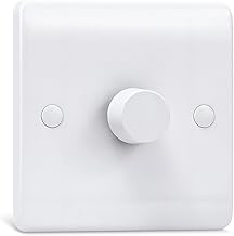 Dimmer Light Switch, Single Wall Dimmer Switch for LED, Halogen & Incandescent Bulbs, Trailing Edge Technology 1 Gang, 1Way/2 Way Rotary Switch (3-100W)