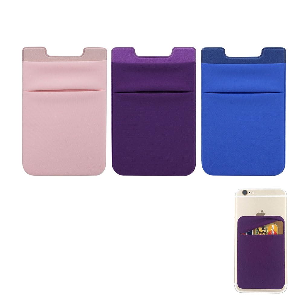 JZSAdhesive Phone Pocket, Stretchy Lycra Cell Phone Stick On Card Wallet Sleeve,Credit Cards/ID Card Holder Double Secure with Sticker for Back of iPhone,Android