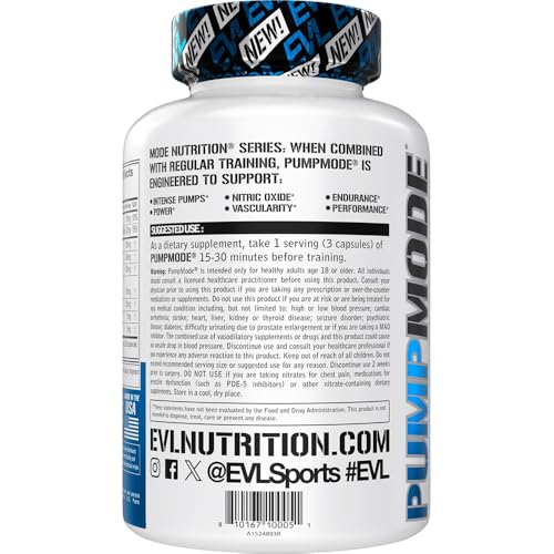 Image of Evlution Nutrition PumpMode - Nitric Oxide Supplement - Non Stimulant Supplement with Arginine Betaine and Pine Bark for Maximum Pumps and Performance - Gluten Free Pre Workout Supplement (Pack of 2)